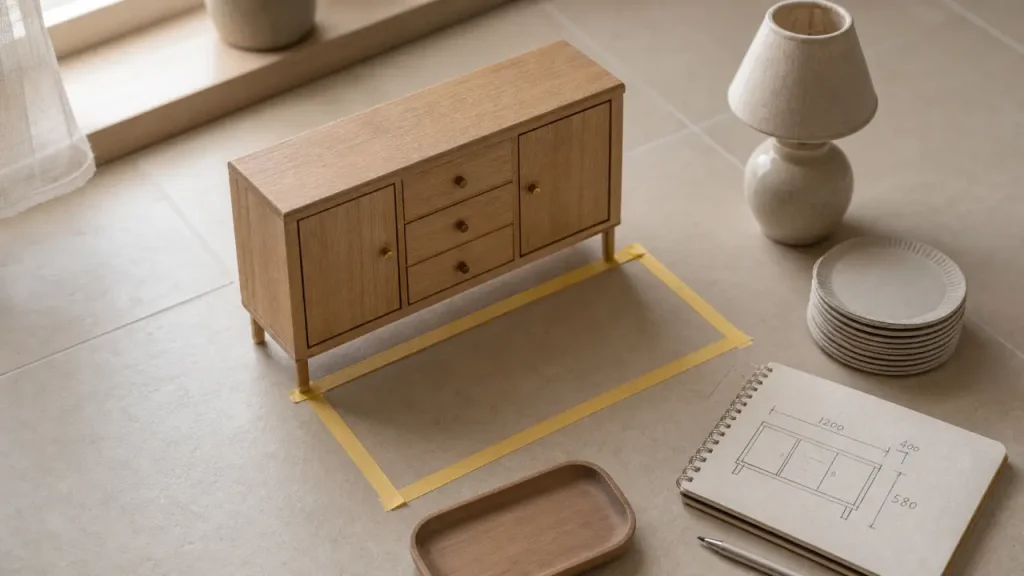Buffet etroit 30 à 40 cm pour ranger sans bloquer le passage