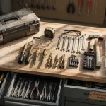 Rangement outil : servante d’atelier, outils triés par zones