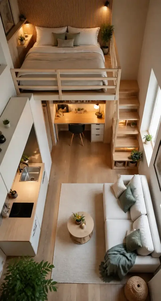 Studio parisien aménagé pour optimiser un petit espace