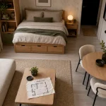 Déco studios : séparer le coin nuit dans un studio sans perdre la lumière