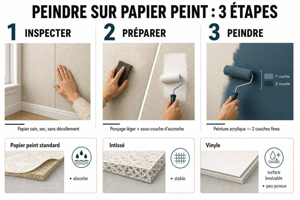 Peindre du papier peint : préparation du support, sous-couche et application de la peinture