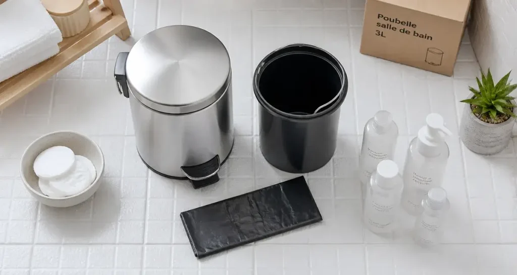 Quelle poubelle de salle de bain choisir ? Guide des matériaux, capacités et systèmes d&rsquo;ouverture
