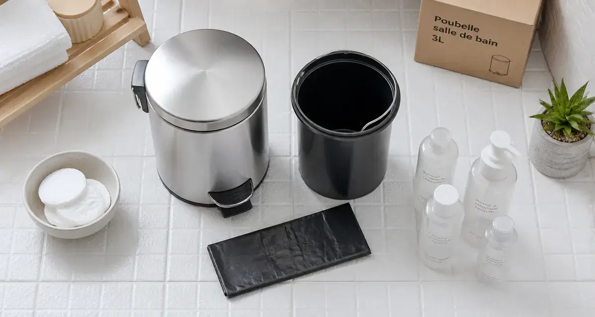 Poubelles pour salle de bain : poubelle à pédale inox et seau amovible en salle de bain