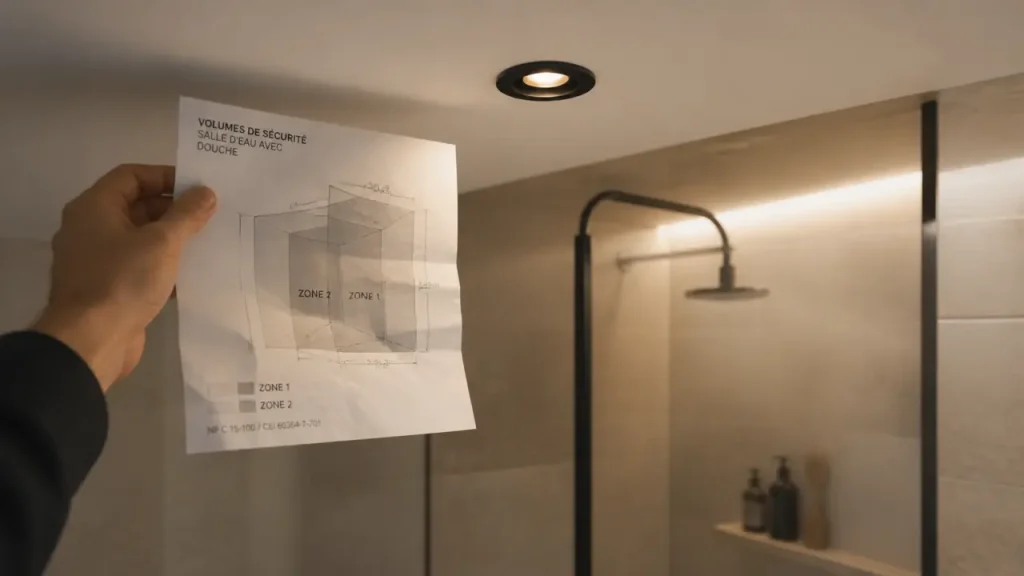 Spot salle de bain IP65 3000K en zone 1/2