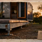 Tiny house fixe stable, châssis au sol et terrasse bois