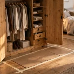 Armoire bois massif ouverte : profondeur utile à mesurer