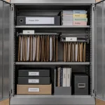 Armoire de bureau ouverte : perte de place au rangement