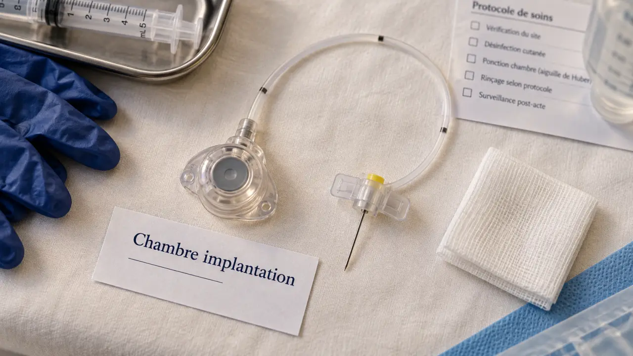Chambre implantation : accès veineux discret, boîtier sous-cutané et cathéter