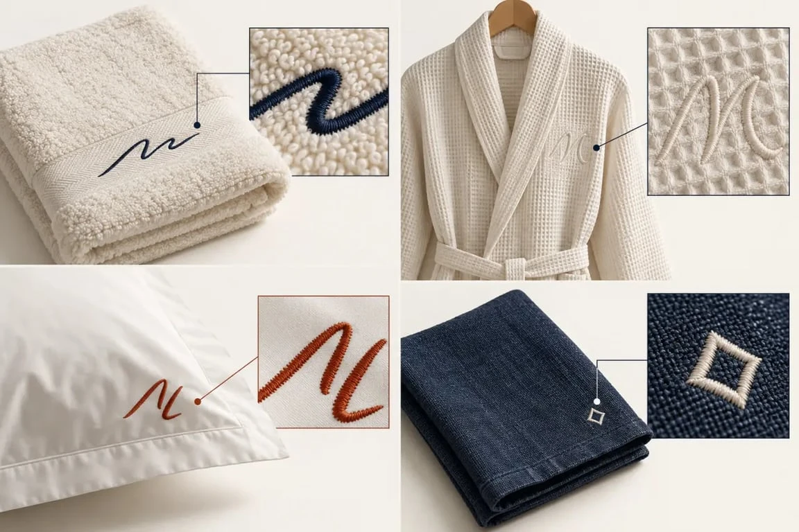 Exemples de linge de maison personnalisé avec prénoms, initiales et monogrammes brodés