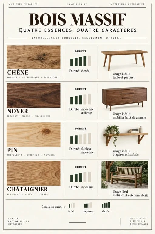 Comparatif des essences de bois massif pour étagère en bois massif