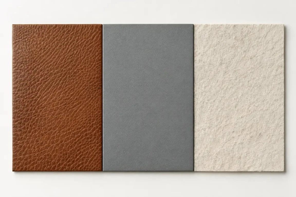 Comparaison des matières cuir PVC et papier pour un sous-main de bureau