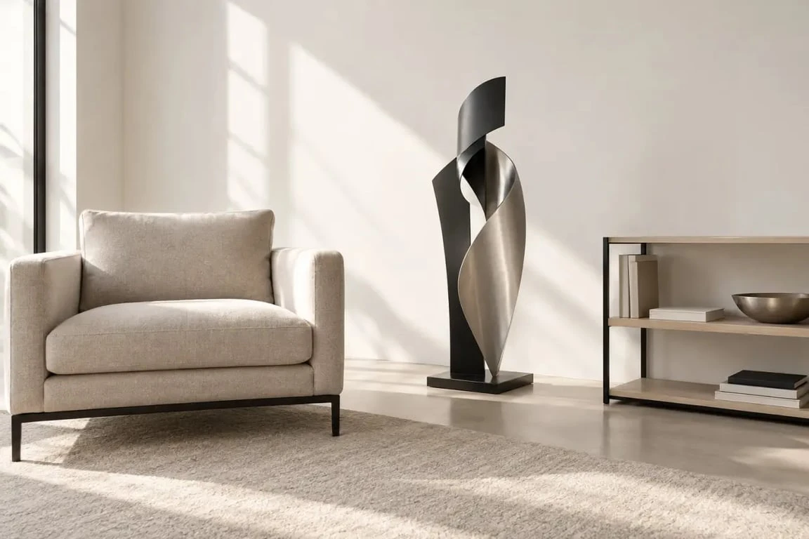 Statue décoration intérieur abstraite dans un salon contemporain