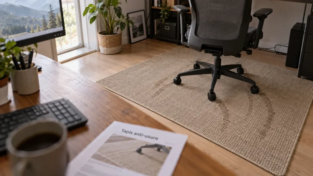 Un tapis de bureau adapté protège le sol et facilite chaque mouvement
