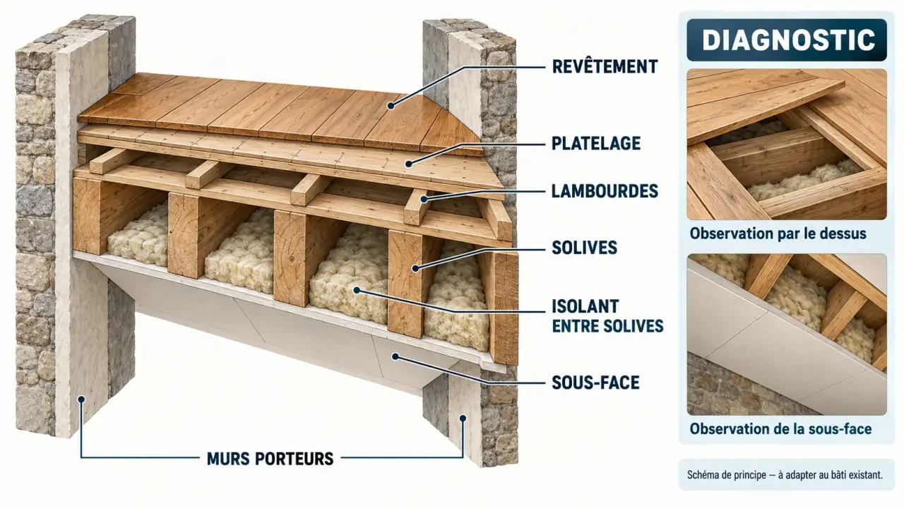 Schéma des couches d’un plancher pour une rénovation plancher maison ancienne