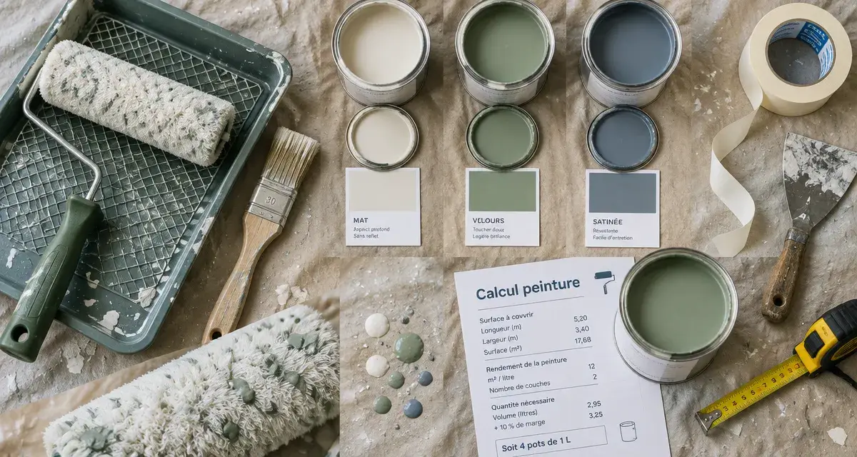 Peinture intérieure : échantillons mate, velours et satinée pour finition