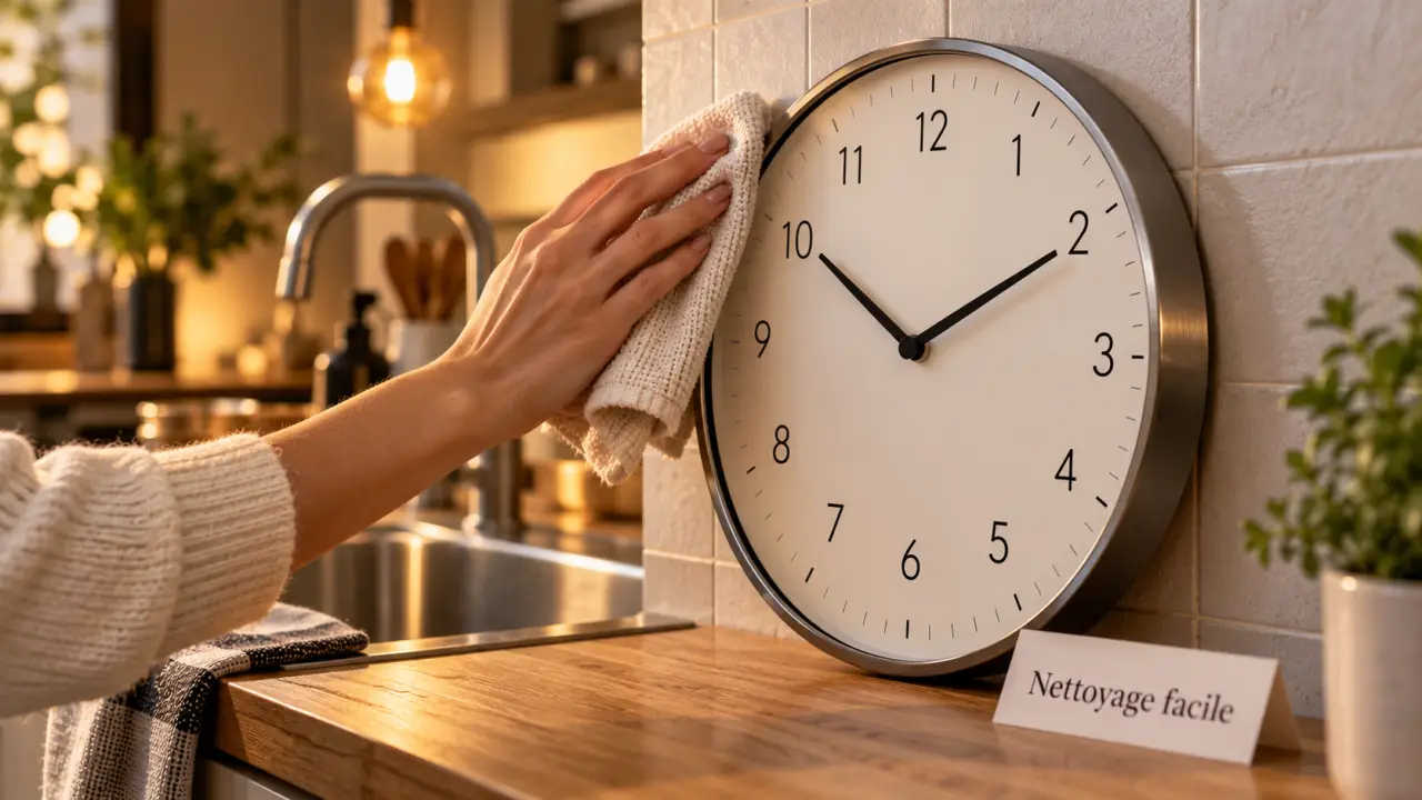 Pendule moderne pour cuisine, cadran lisible et nettoyage facile